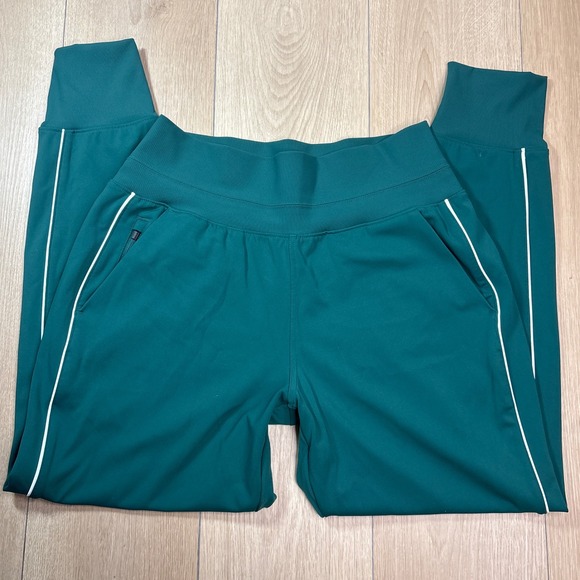 Athleta Pants - Athleta Venice Joggers Green Teal White Piping High Rise Pants 854423-11 Medium